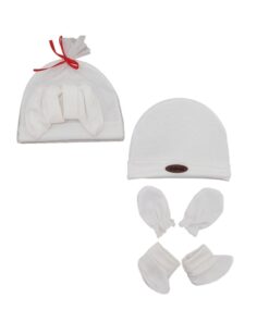ست کلاه، دستکش و پاپوش نوزادی توری ساده