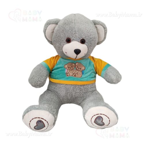 عروسک خرس نشسته 50 سانتی لباس خرسی