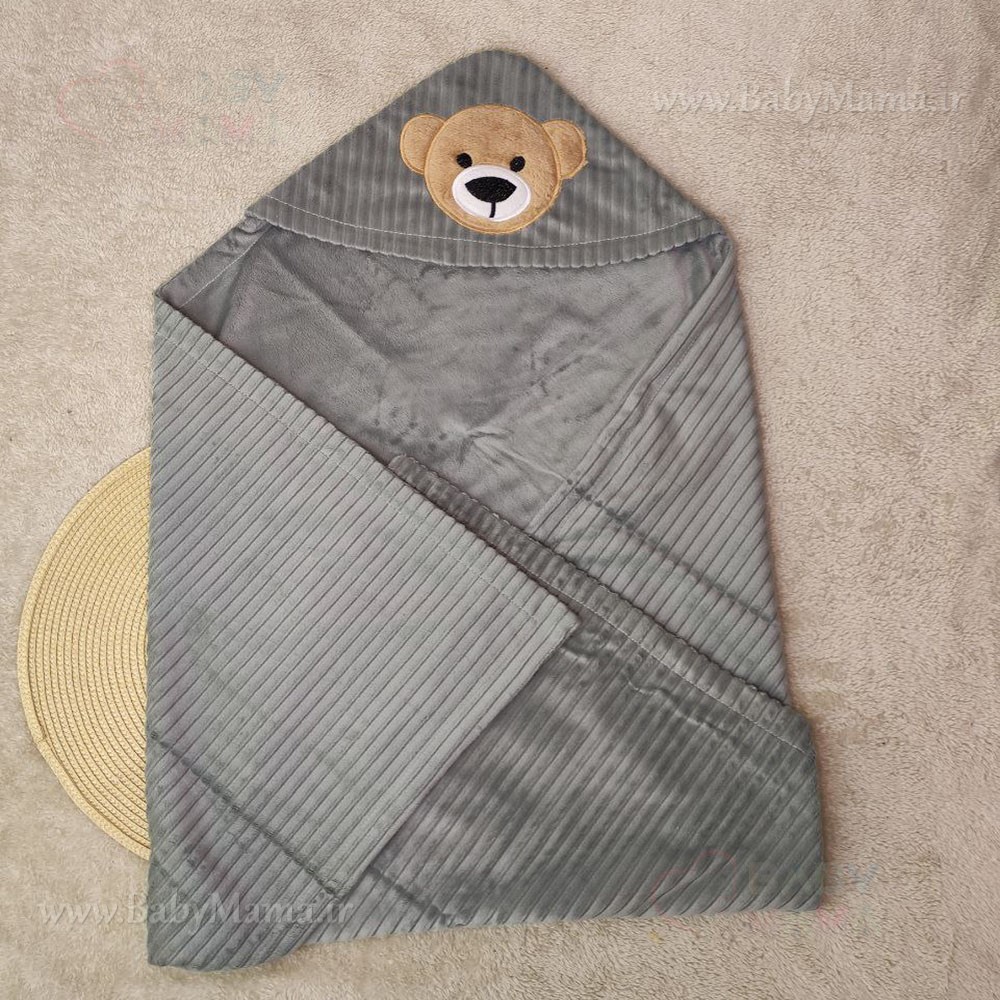 پتوی کلاهدار مخمل گلدوزی خرس پتوی کلاهدار مخمل گلدوزی خرس