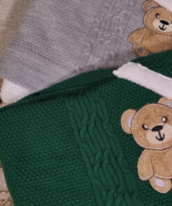 پتو بافت کلاهدار گلدوزی خرس