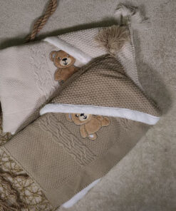 پتو بافت کلاهدار گلدوزی خرس