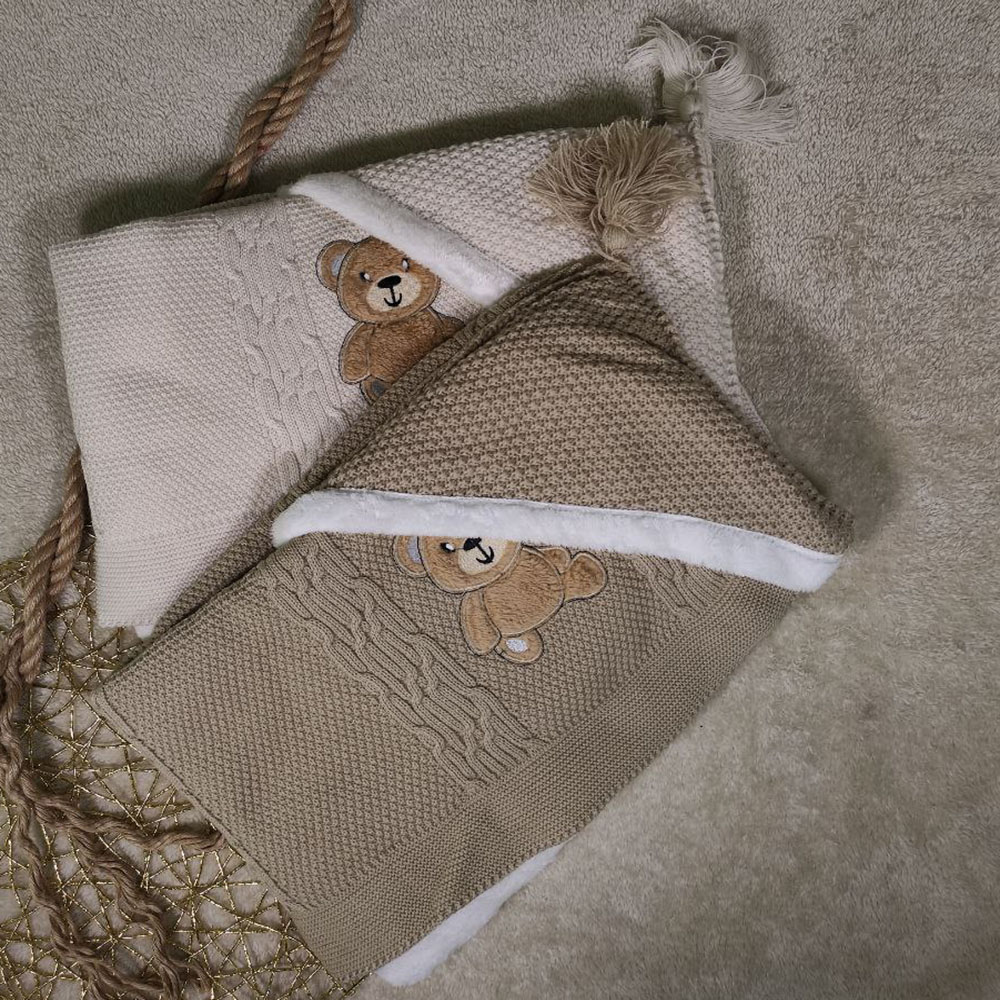 پتو بافت کلاهدار گلدوزی خرس پتو بافت کلاهدار گلدوزی خرس