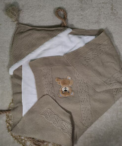 پتو بافت کلاهدار گلدوزی خرس